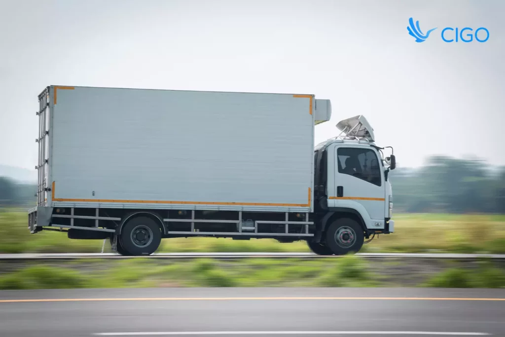 box truck in motion on highway
