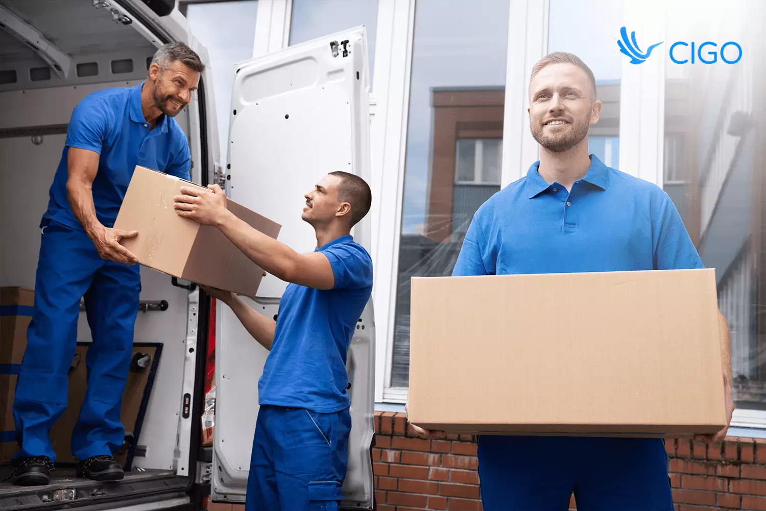 Last-mile delivery team unloading packages to meet modern logistics industry standards