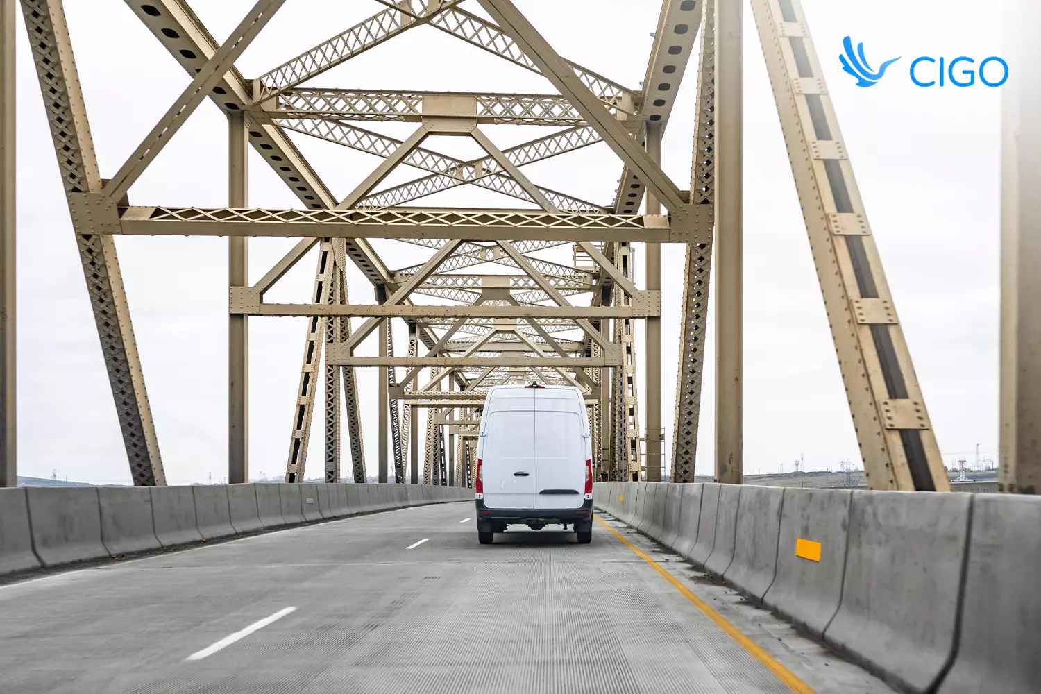 Delivery van in transit, representing route visibility and tighter delivery benchmarks