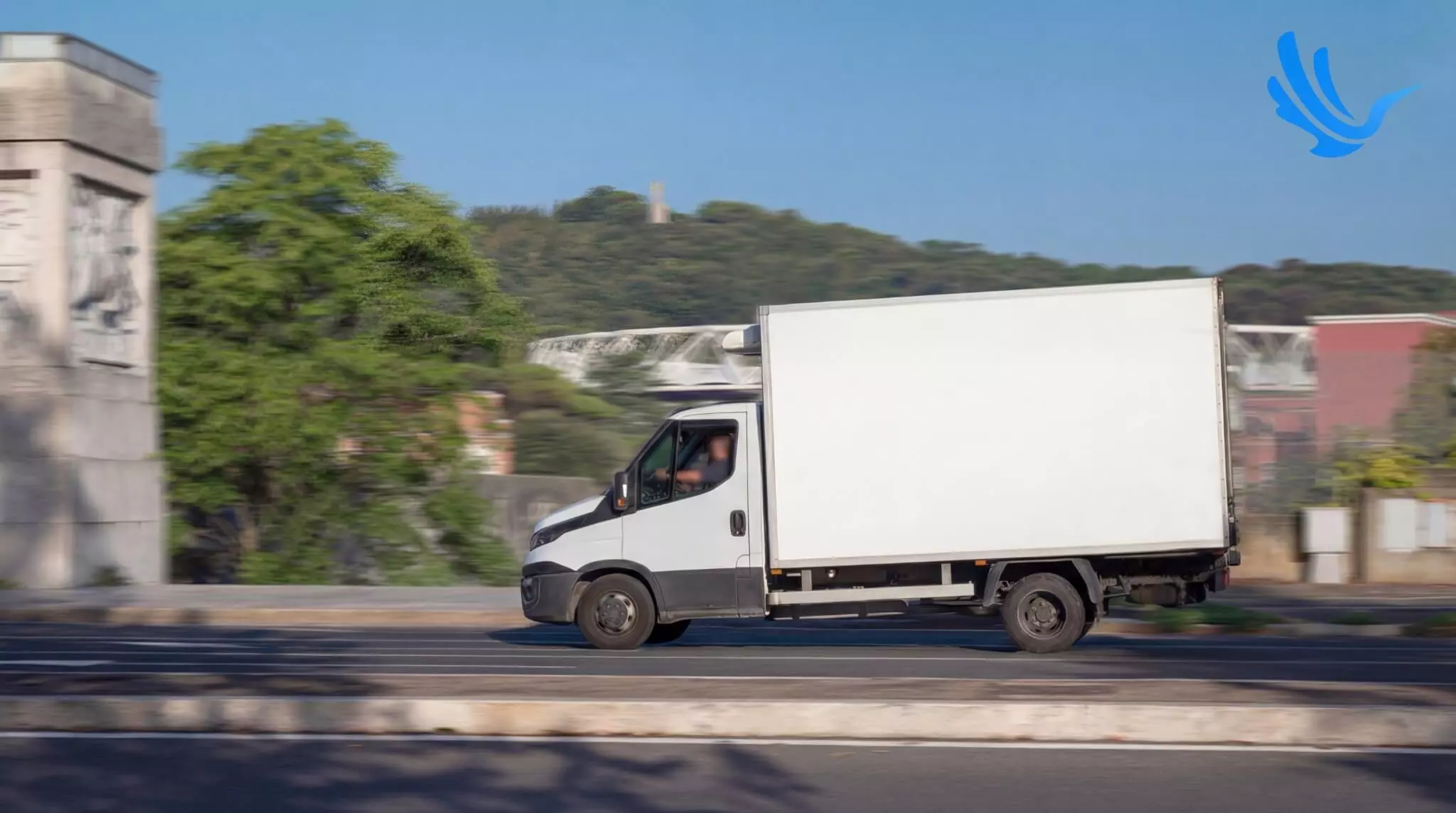 White fleet delivery truck on capacity-managed last-mile route