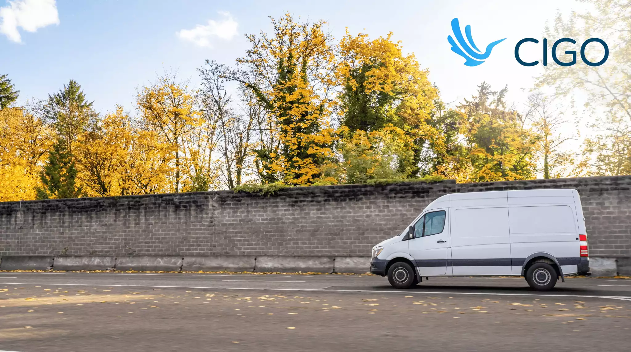 Delivery van in motion illustrating route progress tracking and variance from the planned route