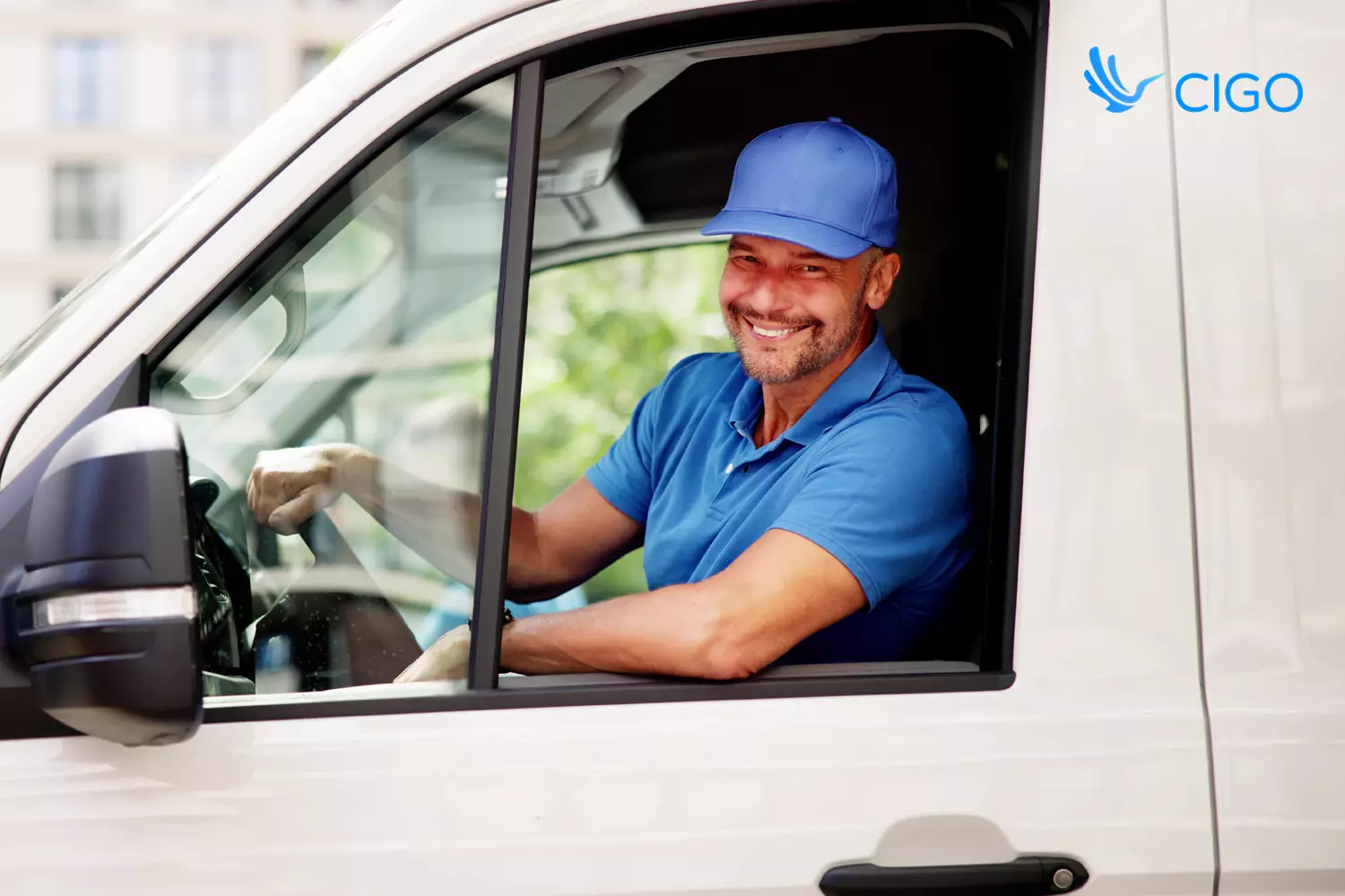 Delivery driver ready to depart on scheduled route